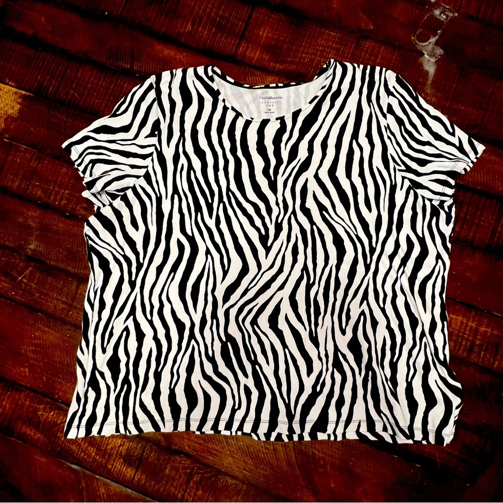 Craft & Barrow Zebra Strip Short Sleeve Shirt - 0027 or 0028
